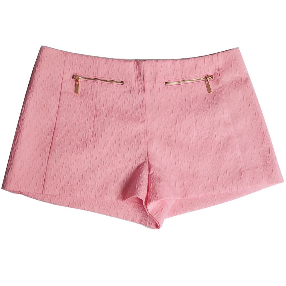 M Pink Mid Rise Shorts w/ gold zips - Forever 21